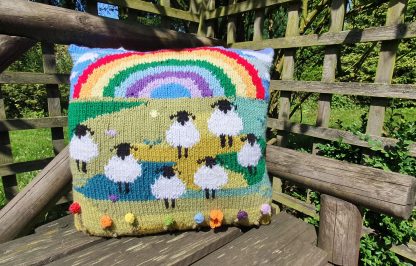 Suffolk Sheep Rainbow Cushion - Image 2